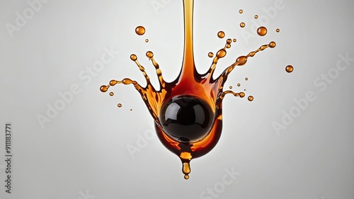 vibrant drop of soy sauce isolated on white background