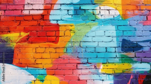 Painting a mural on the brick wall