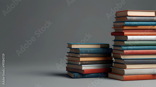 3d rendering of a stack of books on a gray background. Ai generative