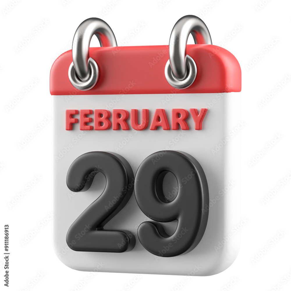 29th February Calendar Icon 3D Render 29th February Calendar Icon 3D Render