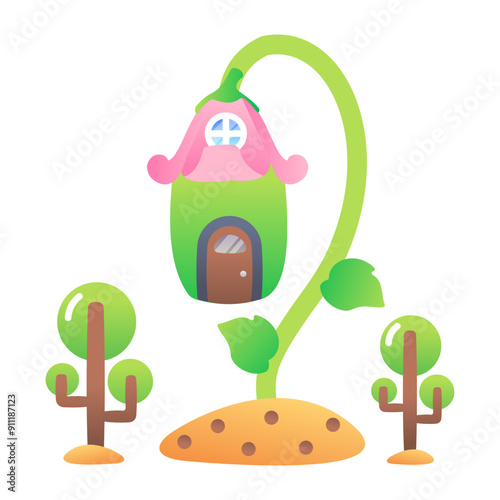 Flat style icon of fairy house 