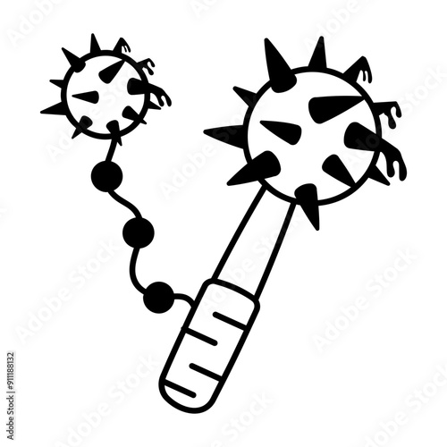 glyph style icon of bloody mace 