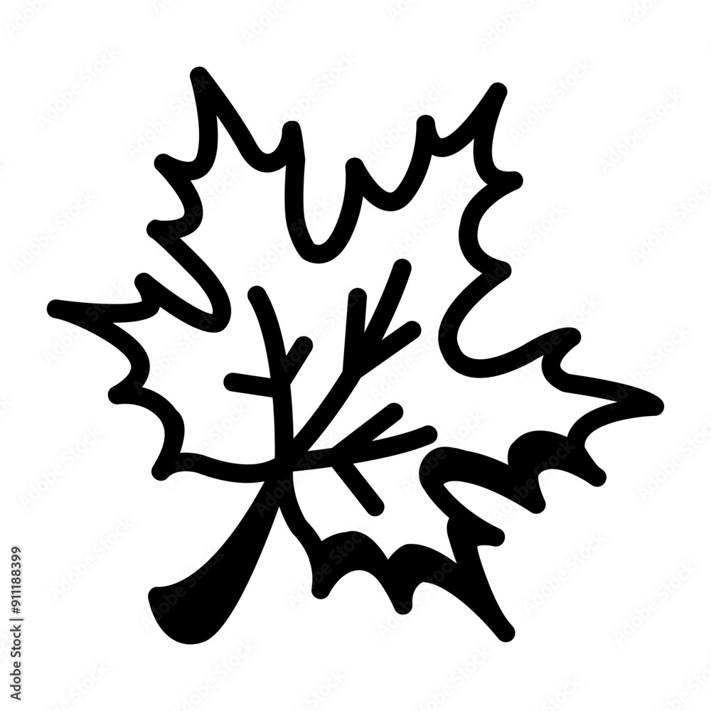 Maple leaf icon in doodle style Maple leaf icon in doodle style