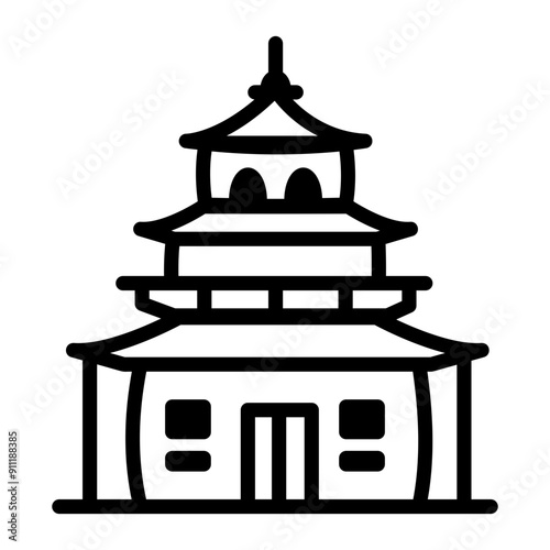 A drawing style icon of japanese temple