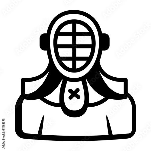 A glyph style icon of japanese kendo