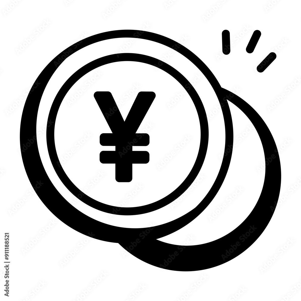 Fototapeta premium Yen currency icon in glyph style 