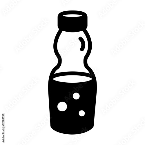 A glyph style icon of ramune bottle 