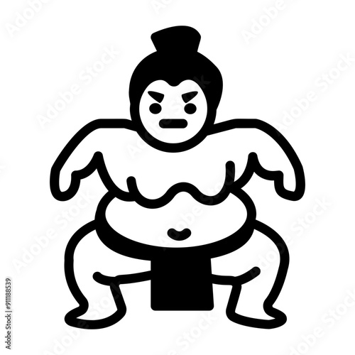 Japanese wrestler icon in doodle style 