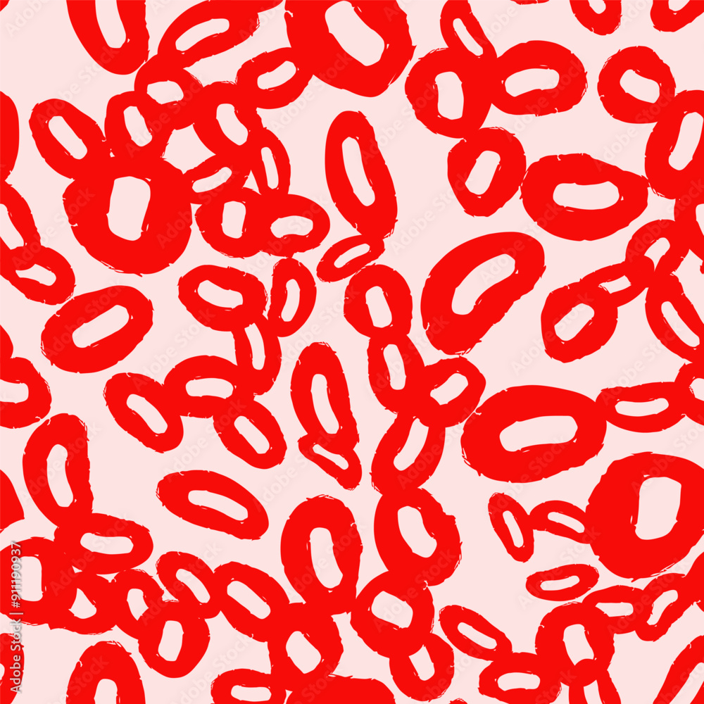 Fashion square seamless pattern, pink background with different red shapes. Repeating vector design element for print Fashion square seamless pattern, pink background with different red shapes. Repeating vector design element for print