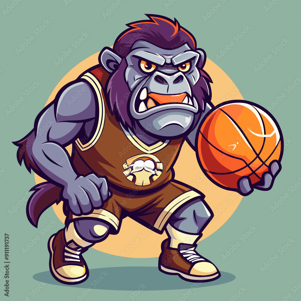 cartoon vector illustration of basketball gorilla cartoon vector illustration of basketball gorilla