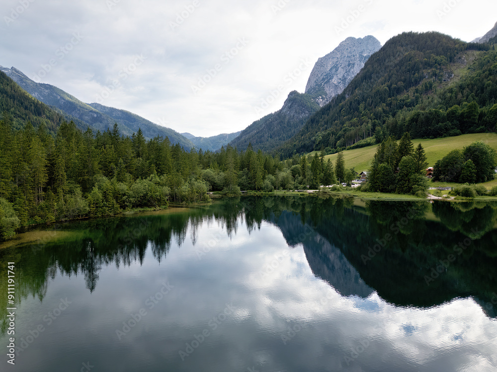 Forest lake Hintersee between mountains and forest in Berchtesgaden, Bavaria Forest lake Hintersee between mountains and forest in Berchtesgaden, Bavaria