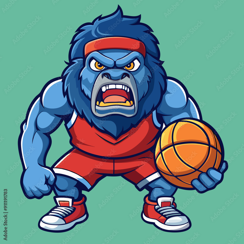 cartoon vector illustration of basketball gorilla cartoon vector illustration of basketball gorilla
