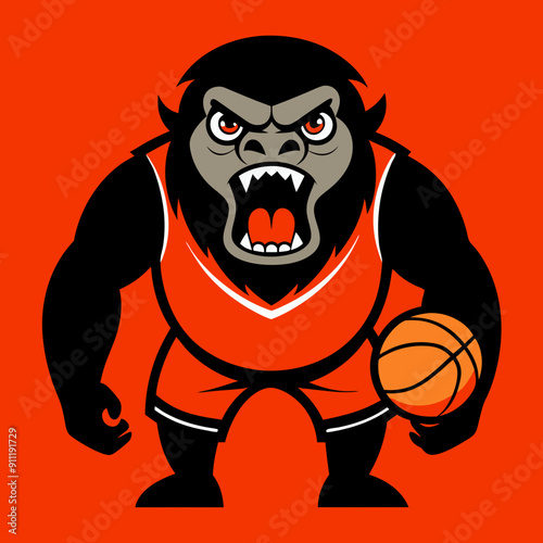 cartoon vector illustration of basketball gorilla