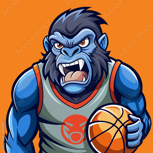 cartoon vector illustration of basketball gorilla