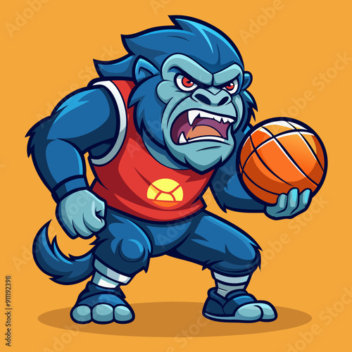 cartoon vector illustration of basketball gorilla