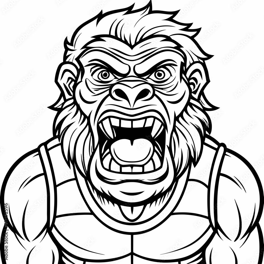 Fototapeta premium cartoon vector illustration of basketball gorilla