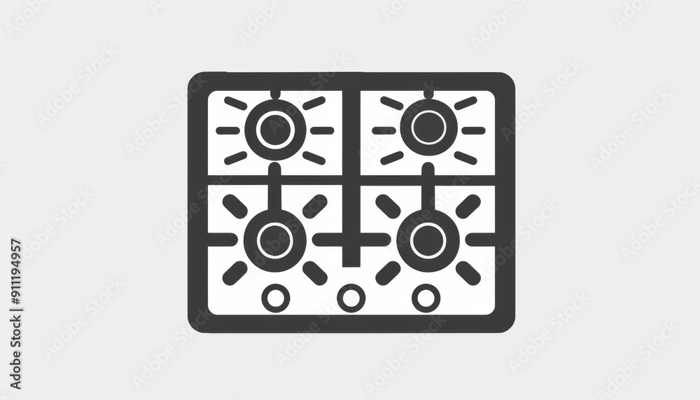 Modern Kitchen Gas Stove With Four Burners Prepared for Cooking in Home Kitchen Modern Kitchen Gas Stove With Four Burners Prepared for Cooking in Home Kitchen