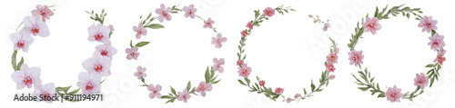 Wallpaper Mural Set three floral wreaths first wreath left made Watercolor illustration Torontodigital.ca