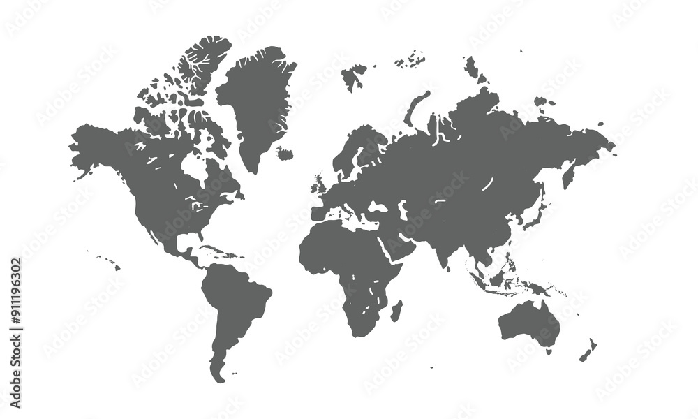 World map isolated on white background. for website layouts, background, education, precise, customizable, Travel worldwide, map silhouette backdrop, earth geography, political, reports. World map isolated on white background. for website layouts, background, education, precise, customizable, Travel worldwide, map silhouette backdrop, earth geography, political, reports.