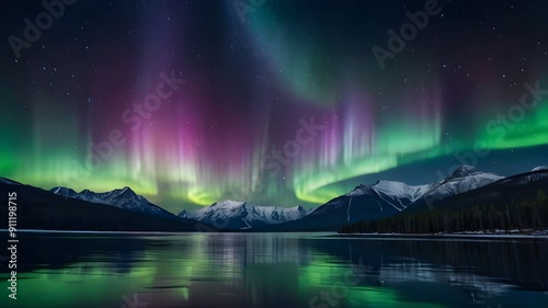 aurora borealis over the lake