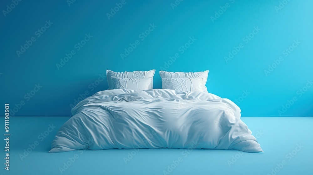 White Bed in Blue Room White Bed in Blue Room