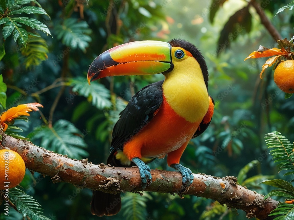 Obraz premium Vibrant Toucan in Lush Rainforest