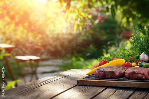 Summer Picnic with Barbecue in a Sunny Outdoor Setting
