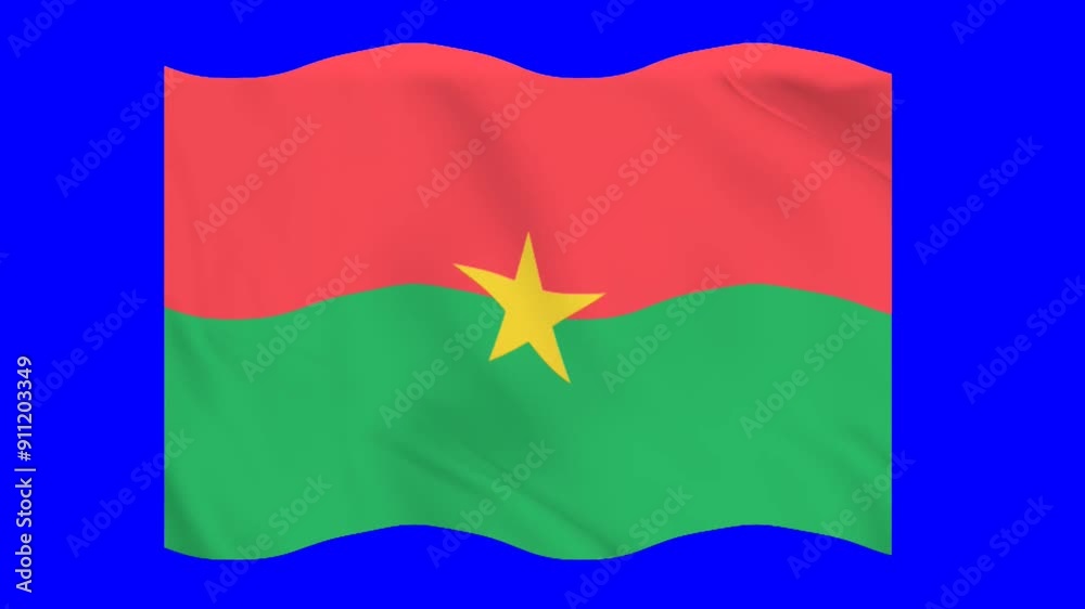 dynamic burkina faso flag waving video animation on blue chroma key background dynamic burkina faso flag waving video animation on blue chroma key background