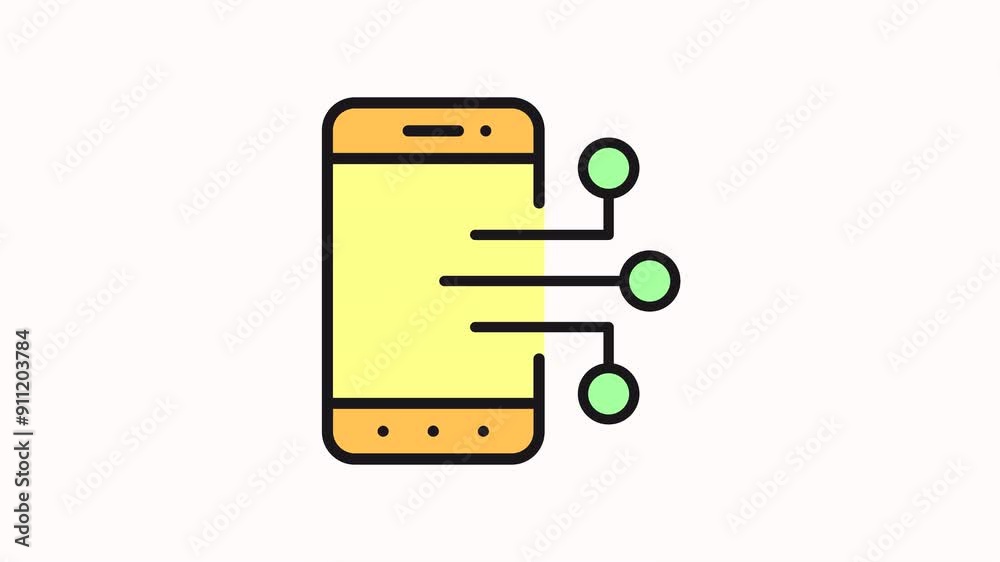 motion icon Smartphone with three green circles connected by lines.
motion icon Smartphone with three green circles connected by lines.