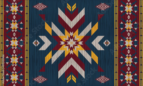 American tribal ethnic native pattern.Traditional Navajo,Aztec,Apache,Southwest and Mexican style fabric pattern.Abstract vector motifs pattern.For fabric,clothing,blanket,carpet,woven,wrap,decoration