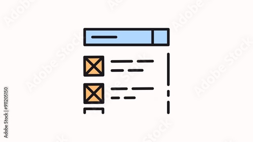 motion icon Website layout with two boxes, text, and a side bar. 
