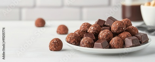 Peanut cluster flat design side view chocolate theme animation Triadic Color Scheme