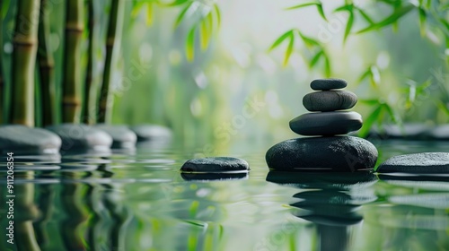 Zen Garden: Stones and Bamboo Harmony