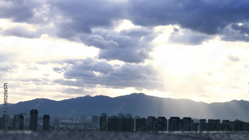 A beautiful sunset view of the modern skyline of China A beautiful sunset view of the modern skyline of China