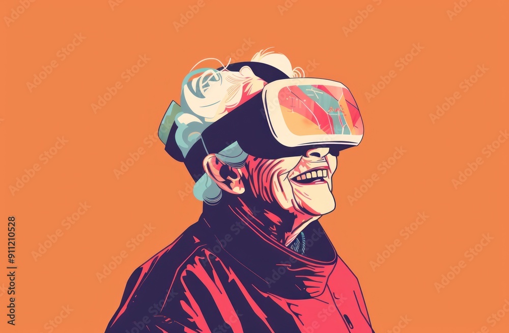 Elderly Woman Experiencing Virtual Reality Elderly Woman Experiencing Virtual Reality