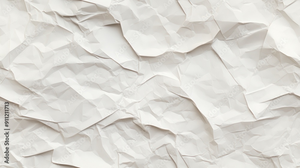Fototapeta premium White crumpled paper texture background for design with copy space for text or image.