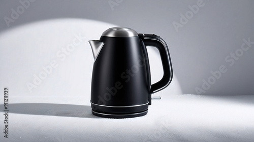 The electric kettle is matte black