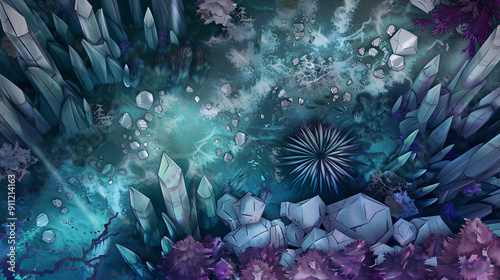 Crystal Field Battle Map DnD,RPG Map for Dungeons and Dragons,game background,Top view,