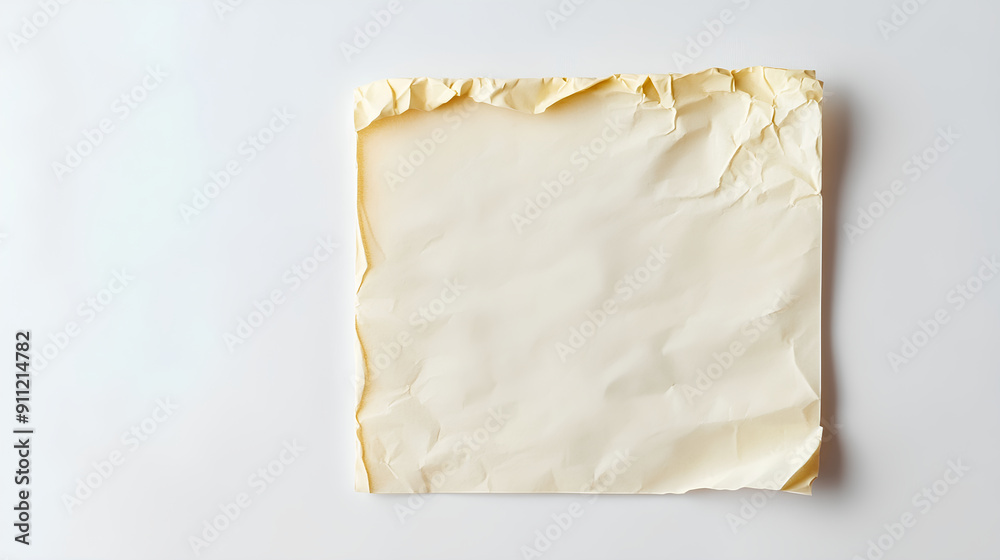 A sheet of cream paper on the white background, mockup template A sheet of cream paper on the white background, mockup template