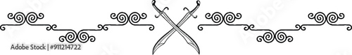 Seamless Celtic Spiral Border Graphic - Crossed Scimitars