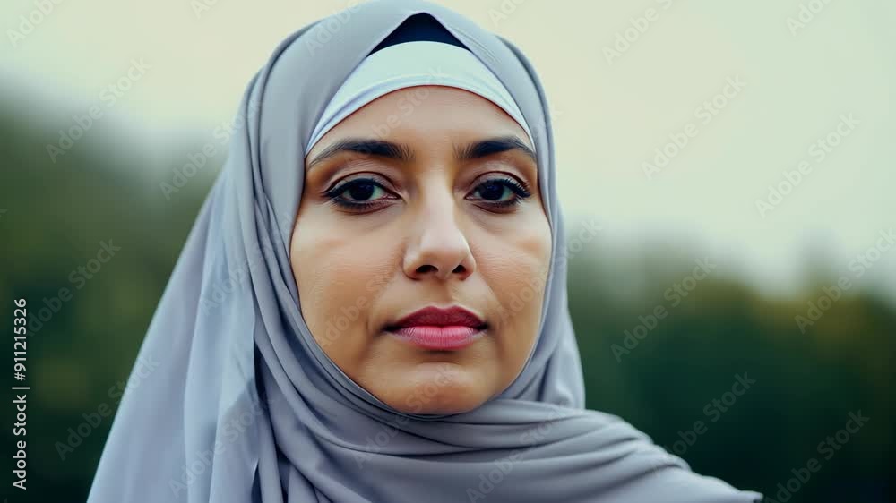 Young woman wearing hijab outdoors looking at camera.
Concept: cultural diversity, Islamic fashion, Young woman wearing hijab outdoors looking at camera.
Concept: cultural diversity, Islamic fashion,