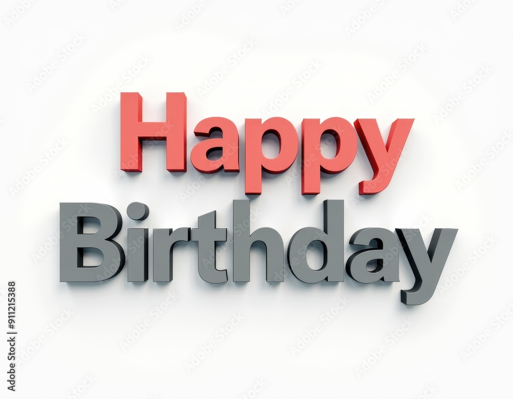 Happy Birthday typography, 3D rendered text effect. Celebration, event concept banner design. Happy Birthday typography, 3D rendered text effect. Celebration, event concept banner design.