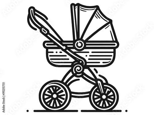 Old models strollers and cradles for babies and children. Vintage style. Generative ai.