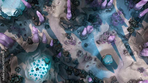 Crystal Field Battle Map DnD,RPG Map for Dungeons and Dragons,game background,Top view,