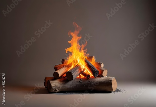 fire places campfire isolated on one color background, ai