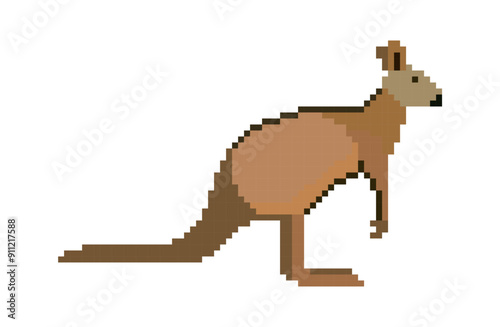 Pixel character of Kangaroo. Kangaroo pixel design on white background.   photo