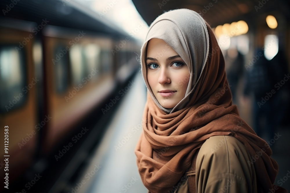 Arabian woman in traditional hijab clothes living in big city having modern life sports job leisure Generative AI Arabian woman in traditional hijab clothes living in big city having modern life sports job leisure Generative AI