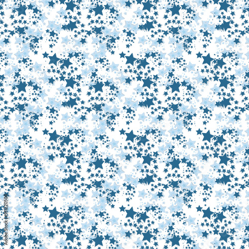 Adobe Illustrator Artwork, Seamless stars pattern grey background white blue and pink stars  seamless pattern design combination.