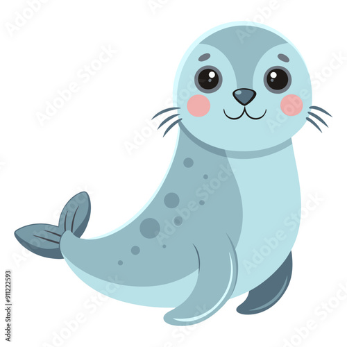 seal, cute animal isolated on white background flat style. Vector illustration