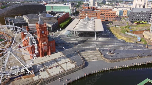 Aerial view of the Welsh Government building, Cardiff
